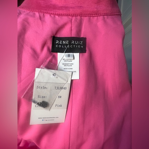 RENE RUIZ Collection Three-Quarter Sleeve Taffeta Shirt Gown With Beaded Detail - Picture 4 of 4